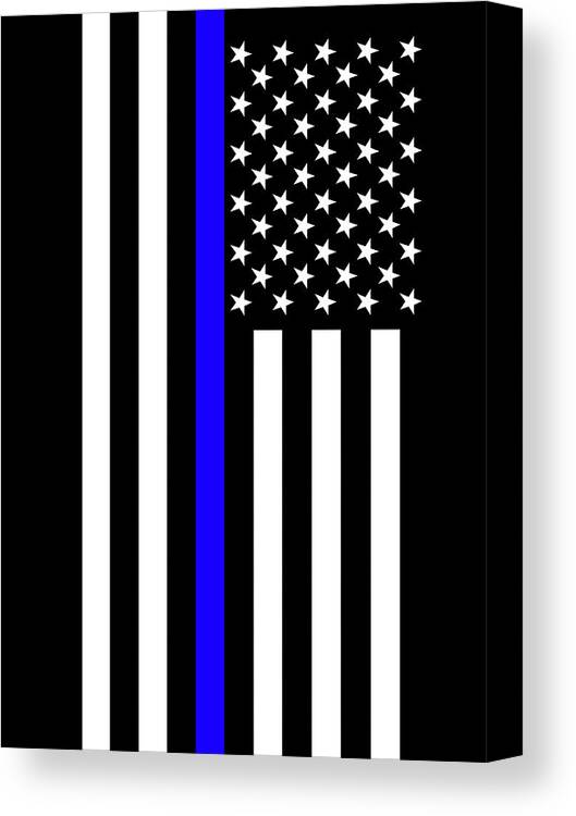  Canvas Print featuring the digital art The Symbolic Thin Blue Line US Flag Law Enforcement Police by Garaga Designs