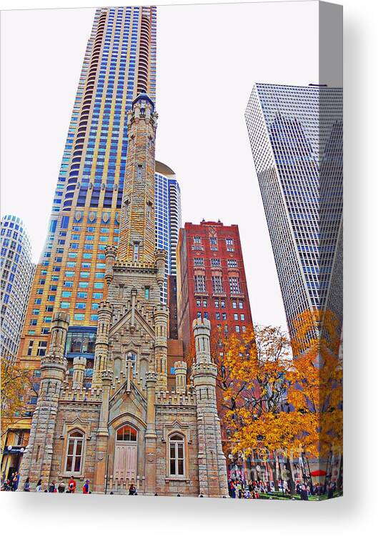 The Contrast Canvas Print featuring the photograph The Water Tower in Autumn by Mary Machare