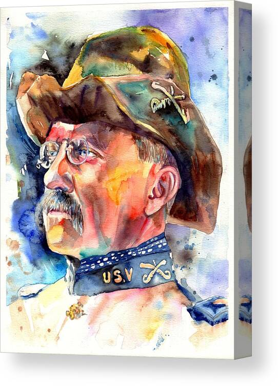 Theodore Roosevelt Canvas Print featuring the painting Theodore Roosevelt painting by Suzann Sines