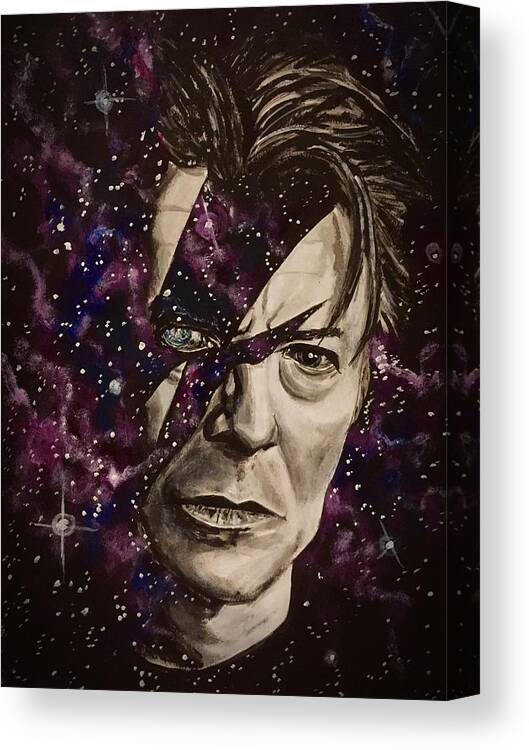 David Bowie Canvas Print featuring the painting There's A Starman Waiting In The Sky by Joel Tesch