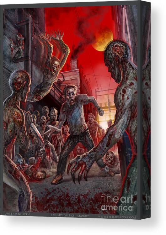 Gortuary Canvas Print featuring the mixed media These Last Days Of Humanity by Tony Koehl
