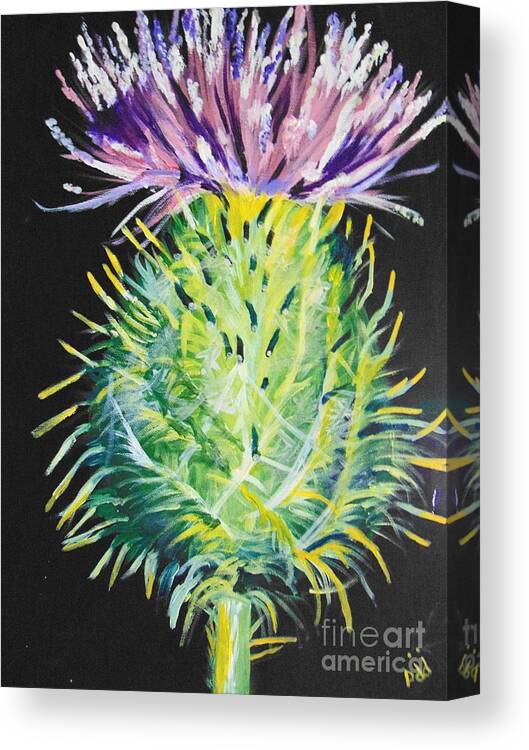 Thistle Canvas Print featuring the painting Thistle by Saundra Johnson