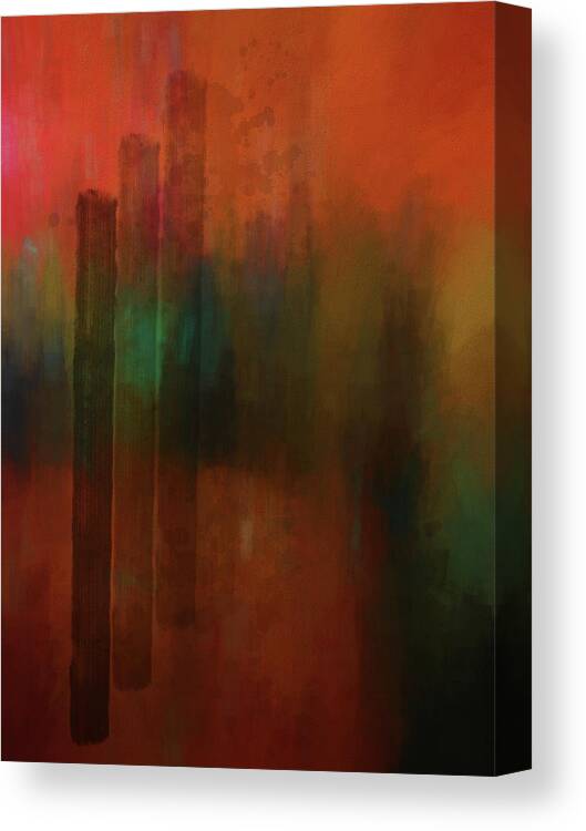 Abstract Canvas Print featuring the digital art Three Trees by Kandy Hurley