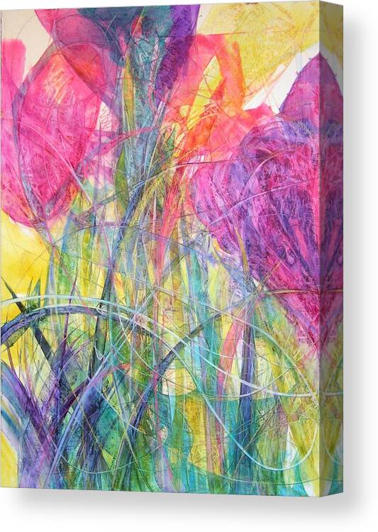 Floral Canvas Print featuring the painting Tiptoe through the Crocus by Annika Farmer