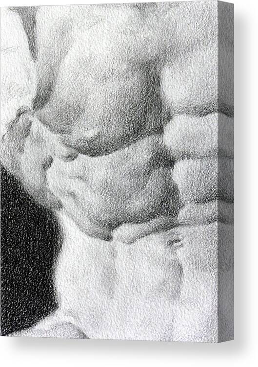 Nude Canvas Print featuring the drawing Torso 1b by Valeriy Mavlo
