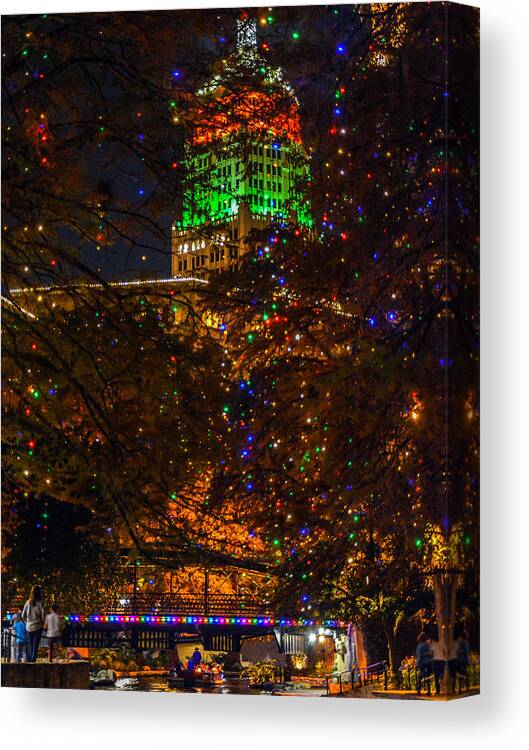 Tower Life Building Canvas Print featuring the photograph Tower Life Christmas by David Meznarich