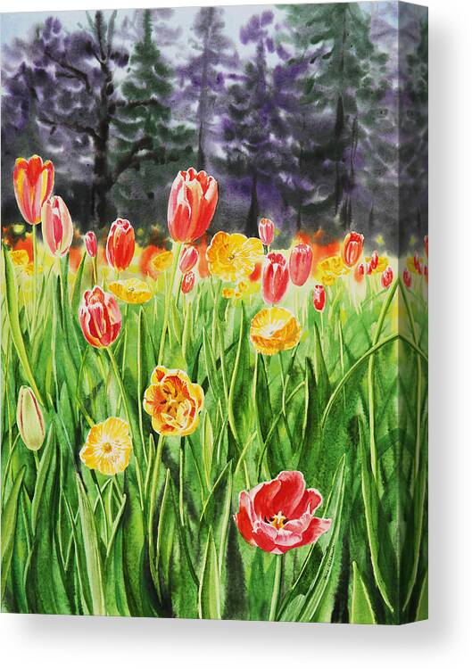 Tulip Canvas Print featuring the painting Tulip Garden in San Francisco by Irina Sztukowski