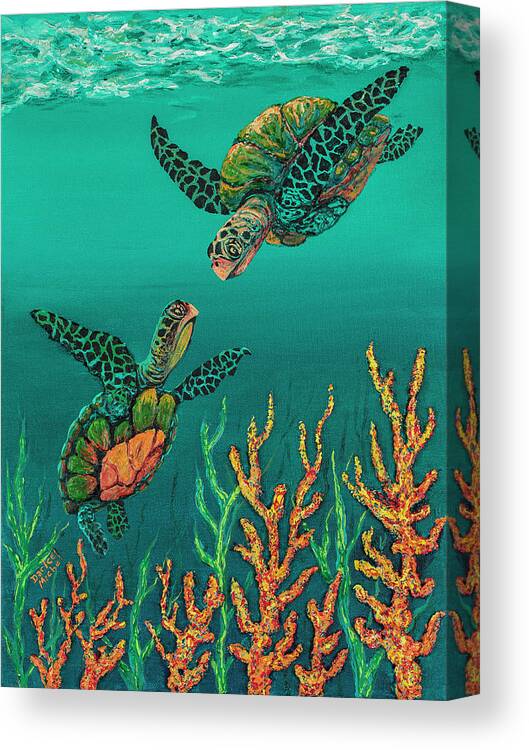 Animal Canvas Print featuring the painting Turtle Love by Darice Machel McGuire