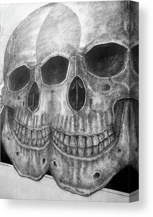 Graffiti Canvas Print featuring the photograph Two Skulls ... by Juergen Weiss