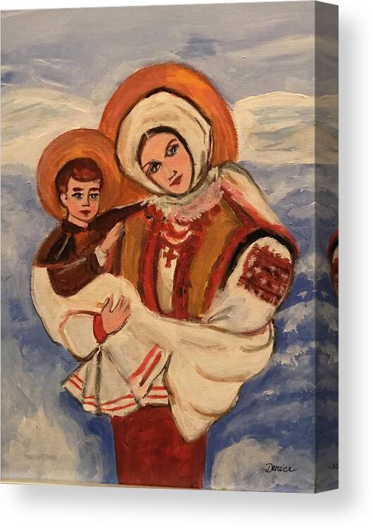 Ukrainian Canvas Print featuring the painting Ukrainian Madonna and Child by Denice Palanuk Wilson