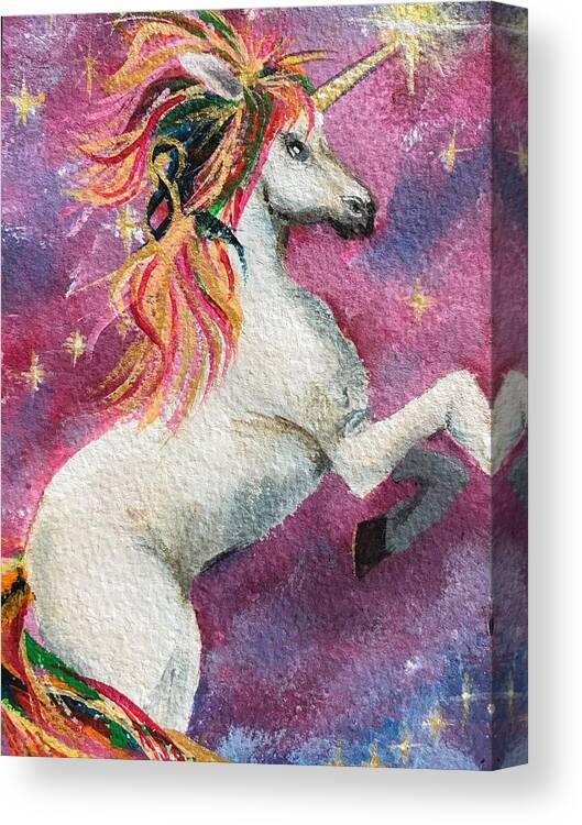 Unicorn Canvas Print featuring the painting Unicorn Magic by Deborah Naves