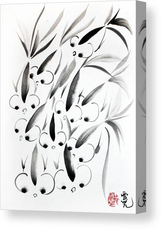 Whimsical Fish Canvas Print featuring the painting Unity is Strength by Oiyee At Oystudio