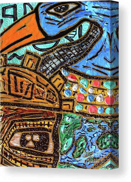Acrylic Canvas Print featuring the painting Untitled Olmec and Tehuti by Odalo Wasikhongo