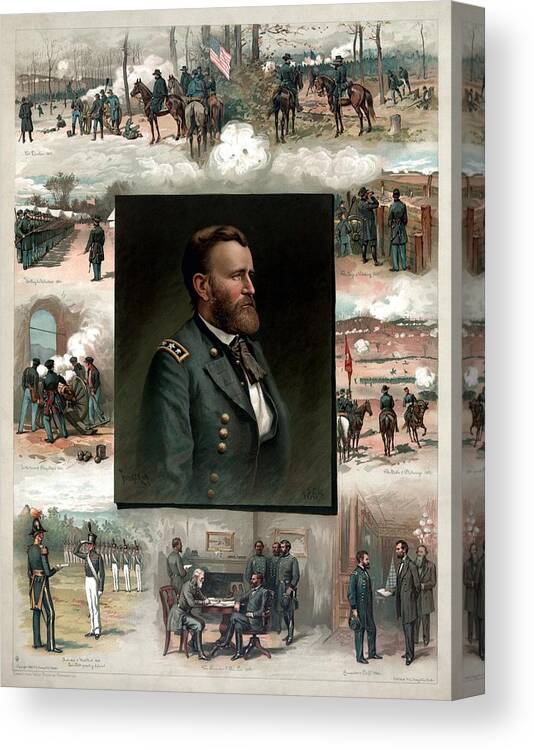 President Grant Canvas Print featuring the painting US Grant's Career In Pictures by War Is Hell Store
