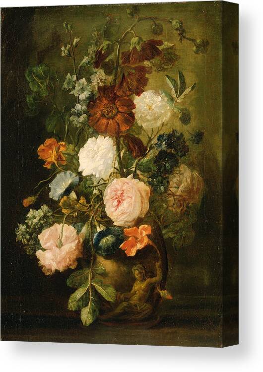Follower Of Jan Van Huysum (dutch ) Canvas Print featuring the painting Vase of Flowers by Celestial Images