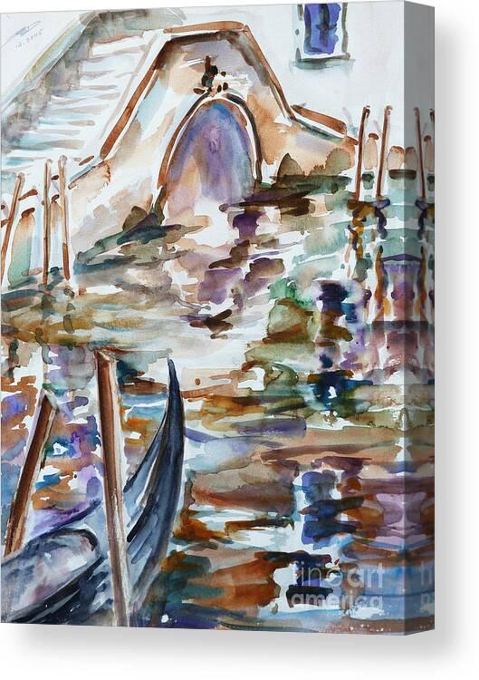 Watercolor Canvas Print featuring the painting Venice Impression I by Xueling Zou