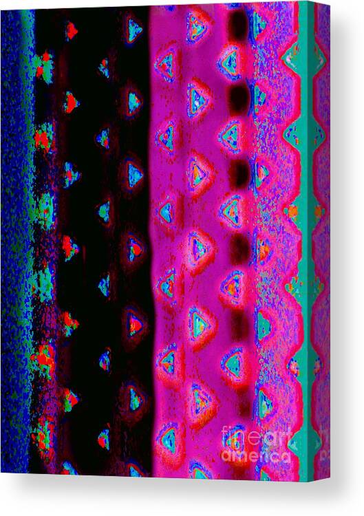 Contemporary Digital Art( Redundant Eh ?) Photo Manipulation. Colorful Stripes Speckled With Colorful Triangles Canvas Print featuring the digital art Vent Lace by Priscilla Batzell Expressionist Art Studio Gallery