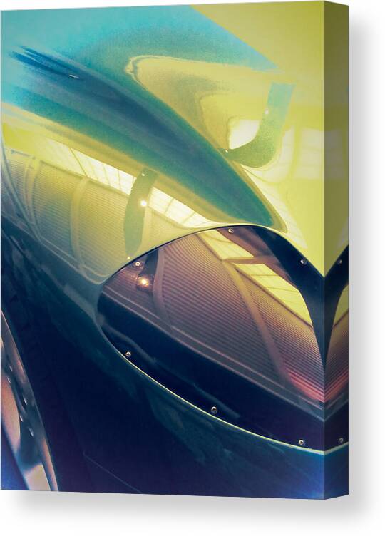 Vette Canvas Print featuring the photograph Vette Fender Abstract Blue Green by Tony Grider