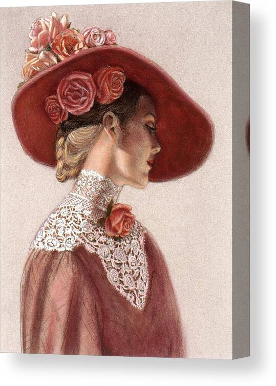 Victorian Lady Canvas Print featuring the painting Victorian Lady in a Rose Hat by Sue Halstenberg