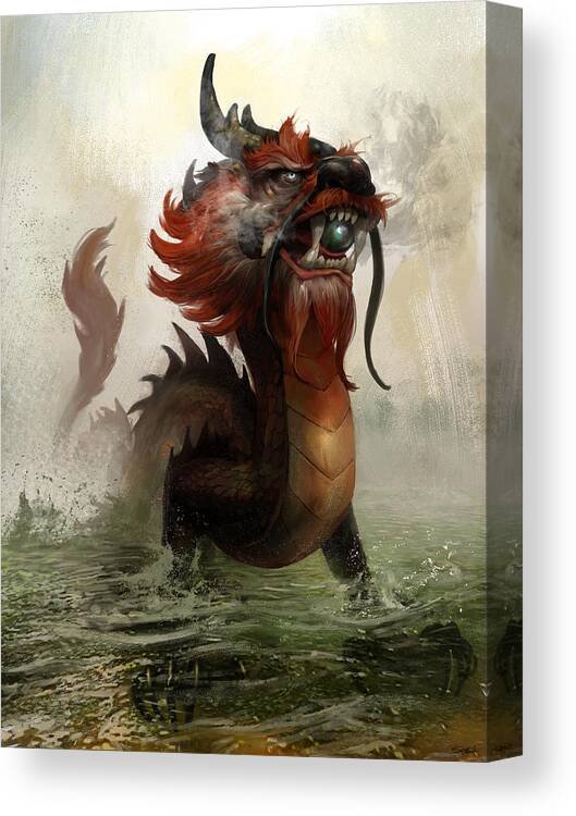 Vietnamese Dragon Canvas Print featuring the mixed media Vietnamese Dragon by Steve Goad
