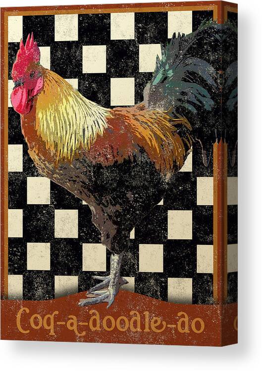 Rooster Canvas Print featuring the digital art Vintage Bistro Rooster by Flo Karp