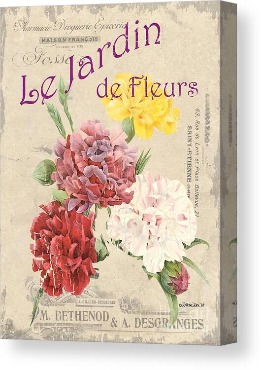 Floral Canvas Print featuring the painting Vintage French Flower Shop 4 by Debbie DeWitt