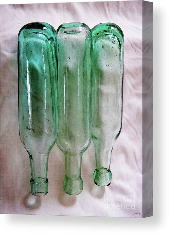 Old Bottles Canvas Print featuring the glass art Vintage Glass Bottle One by Phil Perkins