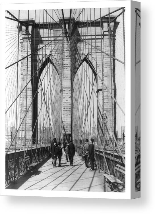 Vintage Canvas Print featuring the photograph Vintage Photo Brooklyn Bridge by Karla Beatty