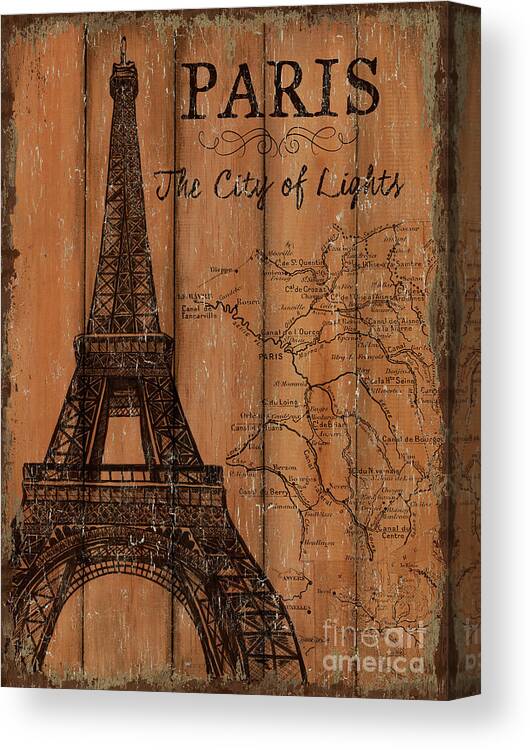 Paris Canvas Print featuring the painting Vintage Travel Paris by Debbie DeWitt