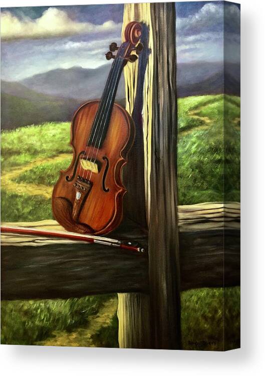 Violin Canvas Print featuring the painting Violin by Rand Burns