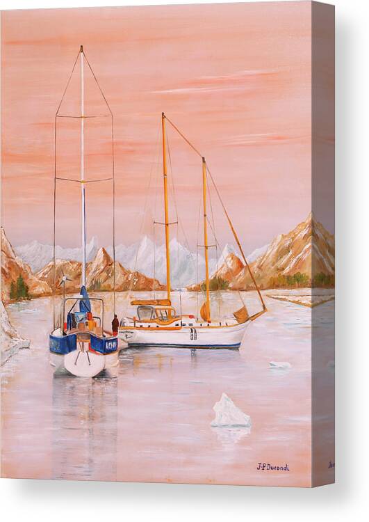 Boat Canvas Print featuring the painting Voyage Au Bout Du Monde - Oil on canvas by Jean-Pierre Ducondi