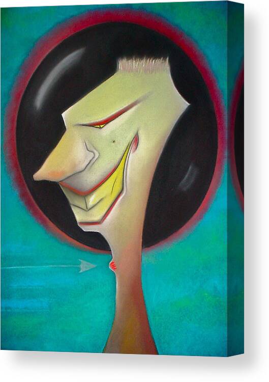 Abstract Face Canvas Print featuring the pastel Vulnerable by Tracey Levine