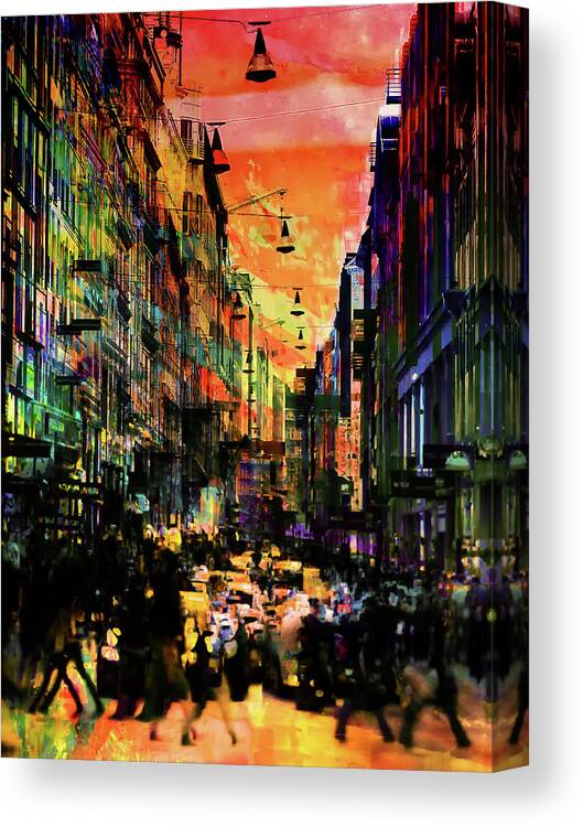 People Canvas Print featuring the photograph Walking people by Gabi Hampe