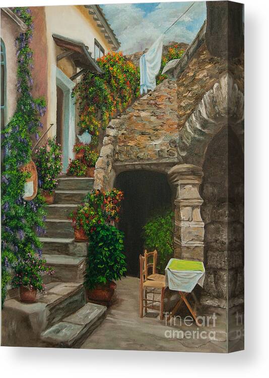Italian Painting Canvas Print featuring the painting Wash Day by Charlotte Blanchard