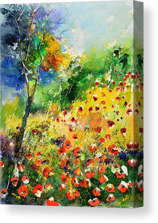Poppies Canvas Print featuring the painting Watercolor poppies 518001 by Pol Ledent