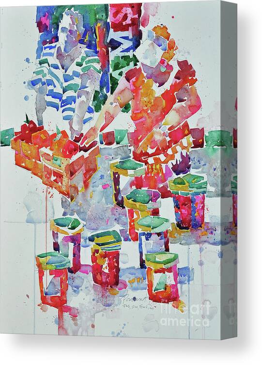 Farmer's Markets Canvas Print featuring the painting We Agree by Roger Parent