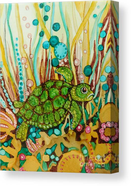 Imaginary Canvas Print featuring the painting Whimsical Turtle by Joan Clear