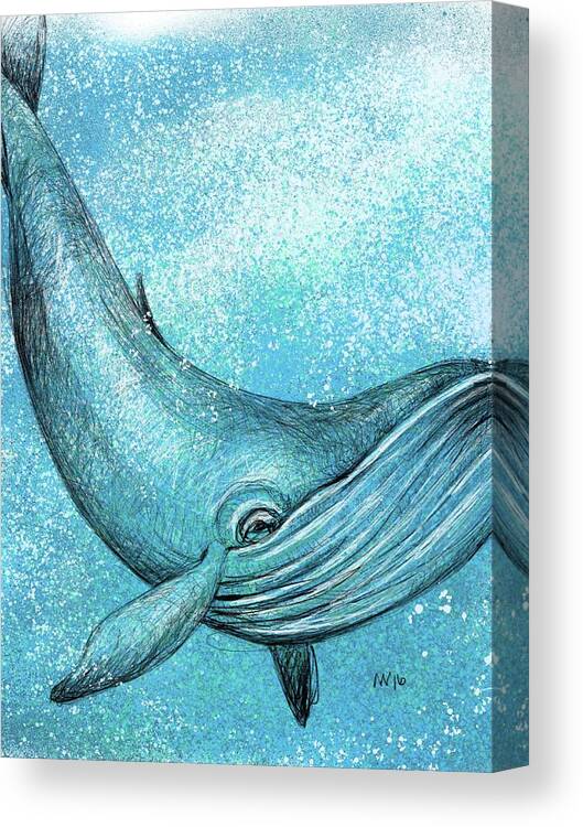Whale Canvas Print featuring the digital art Whimsical Whale by AnneMarie Welsh