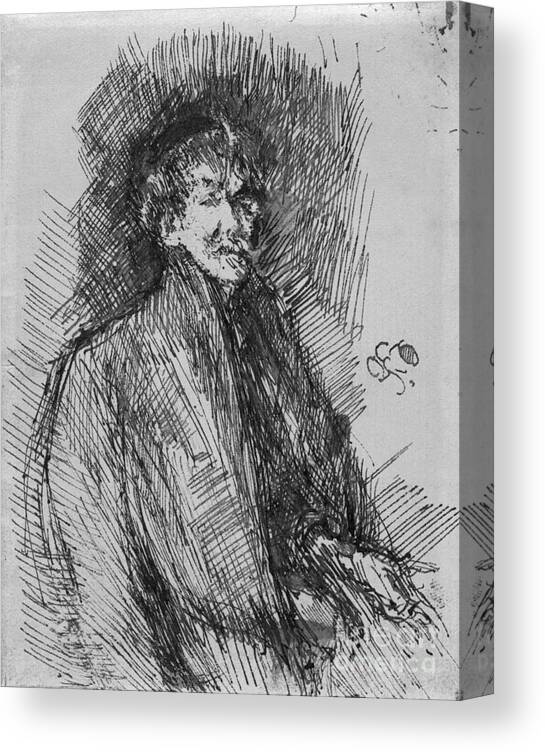 1899 Canvas Print featuring the drawing Whistler, Self-portrait. by Granger