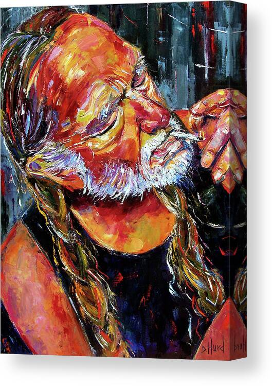 Willie Nelson Canvas Print featuring the painting Willie Nelson Booger Red by Debra Hurd