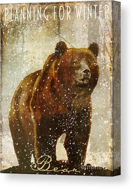 Bear Canvas Print featuring the painting Winter Game Bear by Mindy Sommers