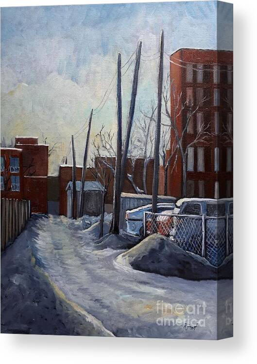 Montreal Canvas Print featuring the painting Winter Lane by Reb Frost