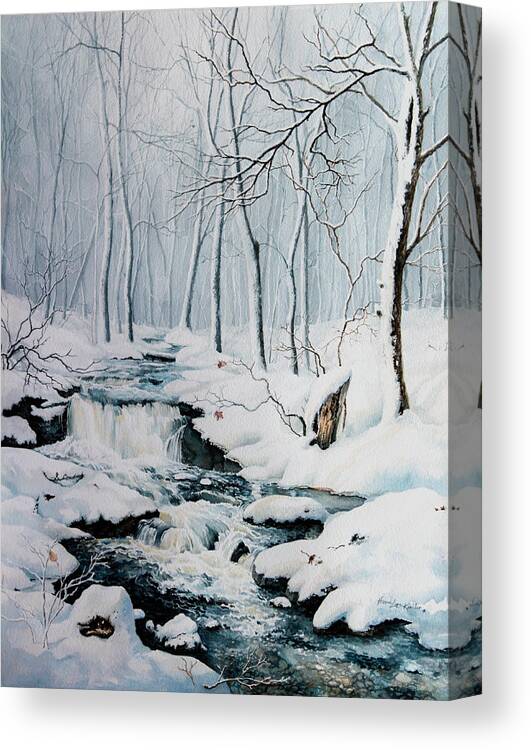 Winter Woods Canvas Print featuring the painting Winter Whispers by Hanne Lore Koehler