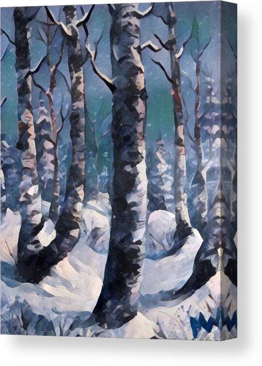 Landscapes Canvas Print featuring the painting Winter's day by Megan Walsh