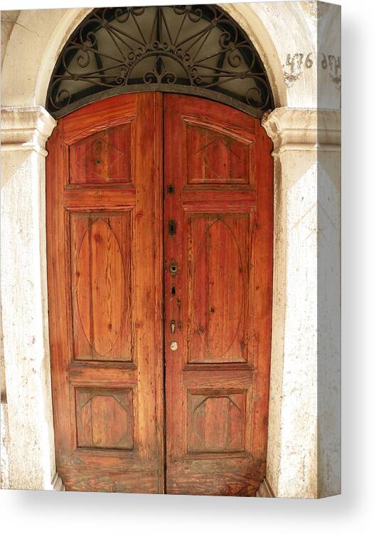 Old Wooden Gate Canvas Print featuring the photograph Wooden gate by Vineta Marinovic