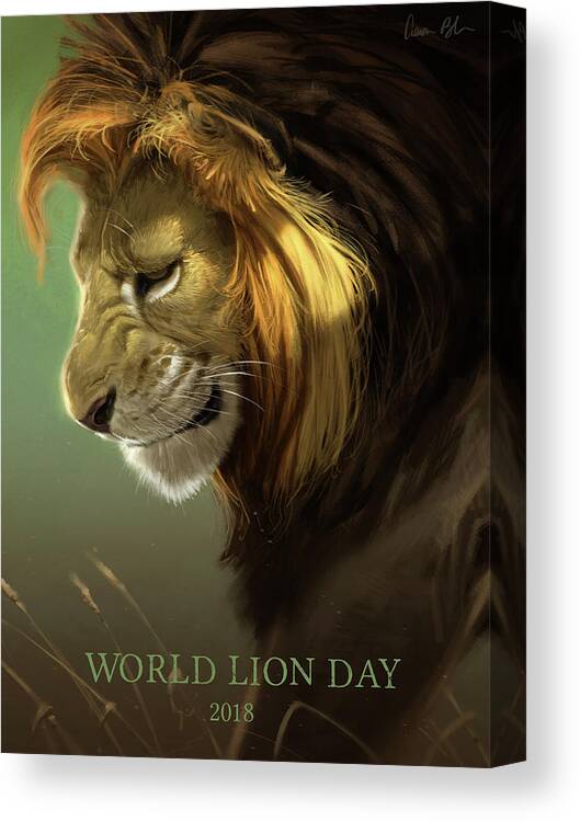 Lions Canvas Print featuring the digital art World Lion Day 2018 by Aaron Blaise