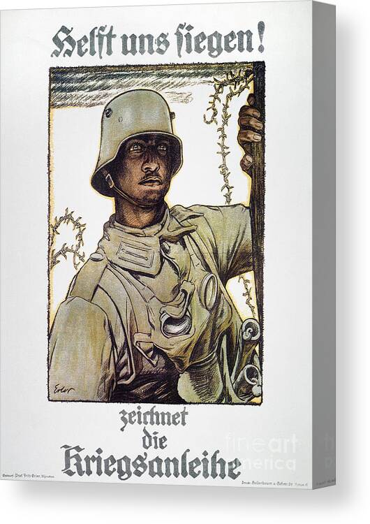  Canvas Print featuring the painting World War I - German Poster by Fritz Erier
