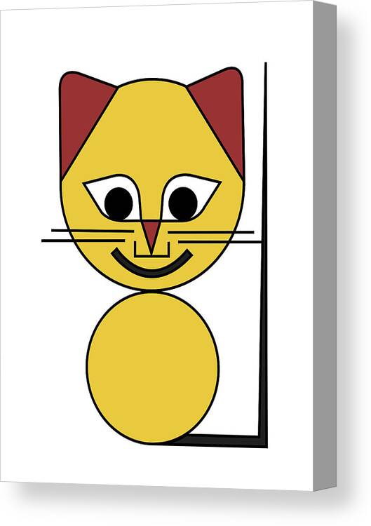 Cat Canvas Print featuring the digital art Yellow Cat by Asbjorn Lonvig