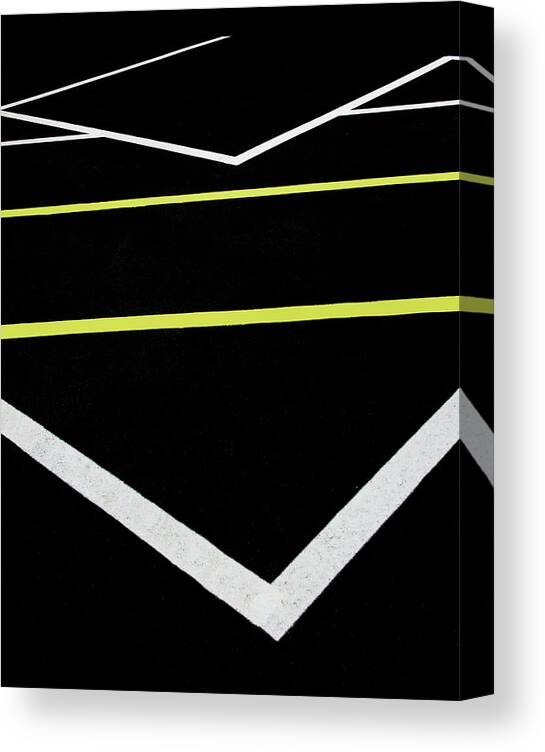 Lines Canvas Print featuring the photograph Yellow Traffic Lines In The Middle by Gary Slawsky