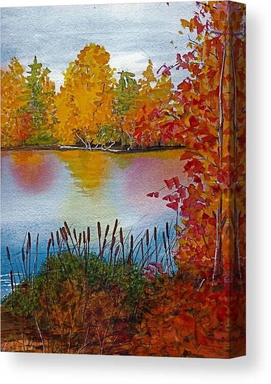 Landscape Canvas Print featuring the painting Yellow Tree at Institute Park by Lynn Babineau